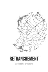 Abstract street map of Retranchement located in Zeeland municipality of Sluis. City map with lines