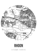 Abstract street map of Rhoon located in Zuid-Holland municipality of Albrandswaard. City map with lines
