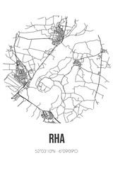 Abstract street map of Rha located in Gelderland municipality of Bronckhorst. City map with lines