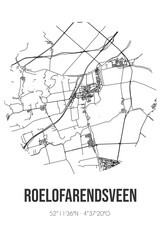 Abstract street map of Roelofarendsveen located in Zuid-Holland municipality of Kaag en Braassem. City map with lines