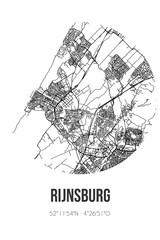 Abstract street map of Rijnsburg located in Zuid-Holland municipality of Katwijk. City map with lines