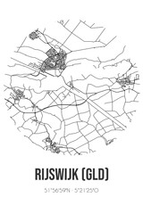 Abstract street map of Rijswijk (GLD) located in Gelderland municipality of Buren. City map with lines