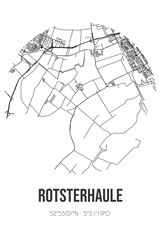 Abstract street map of Rotsterhaule located in Fryslan municipality of De Fryske Marren. City map with lines