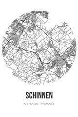 Abstract street map of Schinnen located in Limburg municipality of Beekdaelen. City map with lines