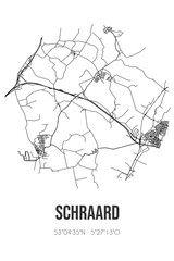 Abstract street map of Schraard located in Fryslan municipality of Sudwest-Fryslan. City map with lines