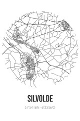 Abstract street map of Silvolde located in Gelderland municipality of Oude IJsselstreek. City map with lines