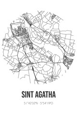 Abstract street map of Sint Agatha located in Noord-Brabant municipality of Cuijk. City map with lines