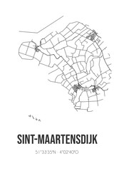 Abstract street map of Sint-Maartensdijk located in Zeeland municipality of Tholen. City map with lines