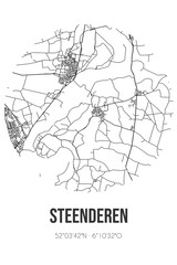 Fototapeta premium Abstract street map of Steenderen located in Gelderland municipality of Bronckhorst. City map with lines