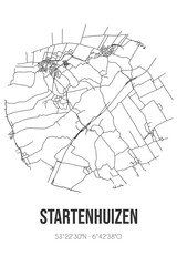 Abstract street map of Startenhuizen located in Groningen municipality of Het Hogeland. City map with lines