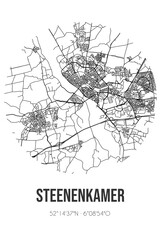 Abstract street map of Steenenkamer located in Gelderland municipality of Voorst. City map with lines