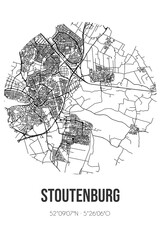 Abstract street map of Stoutenburg located in Utrecht municipality of Leusden. City map with lines