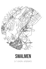 Abstract street map of Swalmen located in Limburg municipality of Roermond. City map with lines