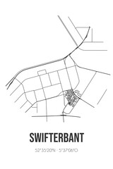 Abstract street map of Swifterbant located in Flevoland municipality of Dronten. City map with lines