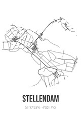 Abstract street map of Stellendam located in Zuid-Holland municipality of Goeree-Overflakkee. City map with lines