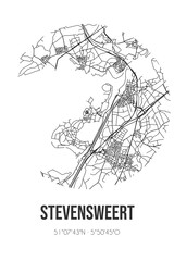 Abstract street map of Stevensweert located in Limburg municipality of Maasgouw. City map with lines