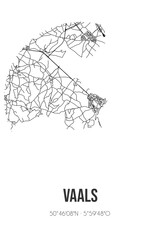 Abstract street map of Vaals located in Limburg municipality of Vaals. City map with lines