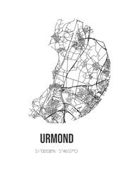 Abstract street map of Urmond located in Limburg municipality of Stein. City map with lines