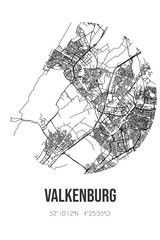 Abstract street map of Valkenburg located in Zuid-Holland municipality of Katwijk. City map with lines
