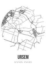 Fototapeta premium Abstract street map of Ursem located in Noord-Holland municipality of Koggenland. City map with lines
