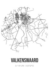 Abstract street map of Valkenswaard located in Noord-Brabant municipality of Valkenswaard. City map with lines