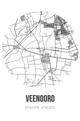 Abstract street map of Veenoord located in Drenthe municipality of Emmen. City map with lines