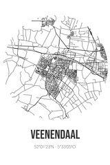 Abstract street map of Veenendaal located in Utrecht municipality of Veenendaal. City map with lines