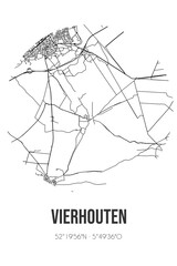 Abstract street map of Vierhouten located in Gelderland municipality of Nunspeet. City map with lines