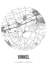 Abstract street map of Vinkel located in Noord-Brabant municipality of 's-Hertogenbosch. City map with lines