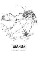 Abstract street map of Waarder located in Zuid-Holland municipality of Bodegraven-Reeuwijk. City map with lines
