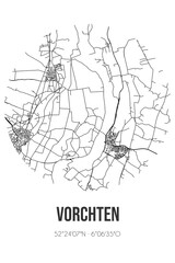 Abstract street map of Vorchten located in Gelderland municipality of Heerde. City map with lines