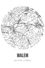 Abstract street map of Walem located in Limburg municipality of ValkenburgaandeGeul. City map with lines