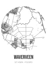 Abstract street map of Waverveen located in Utrecht municipality of De Ronde Venen. City map with lines