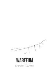 Abstract street map of Warffum located in Groningen municipality of Het Hogeland. City map with lines