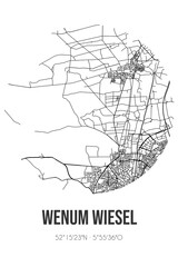 Abstract street map of Wenum Wiesel located in Gelderland municipality of Apeldoorn. City map with lines