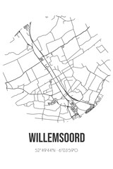 Abstract street map of Willemsoord located in Overijssel municipality of Steenwijkerland. City map with lines