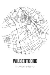 Abstract street map of Wilbertoord located in Noord-Brabant municipality of MillenSintHubert. City map with lines