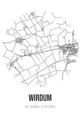 Obraz premium Abstract street map of Wirdum located in Groningen municipality of Loppersum. City map with lines