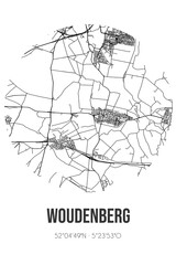 Fototapeta na wymiar Abstract street map of Woudenberg located in Utrecht municipality of Woudenberg. City map with lines