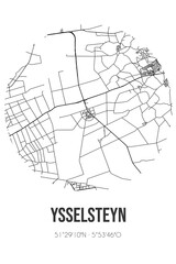 Abstract street map of Ysselsteyn located in Limburg municipality of Venray. City map with lines