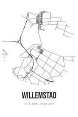 Abstract street map of Willemstad located in Noord-Brabant municipality of Moerdijk. City map with lines
