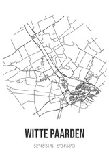 Abstract street map of Witte Paarden located in Overijssel municipality of Steenwijkerland. City map with lines