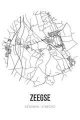 Abstract street map of Zeegse located in Drenthe municipality of Tynaarlo. City map with lines