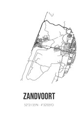 Abstract street map of Zandvoort located in Noord-Holland municipality of Zandvoort. City map with lines