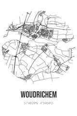 Abstract street map of Woudrichem located in Noord-Brabant municipality of Altena. City map with lines