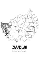 Abstract street map of Zaamslag located in Zeeland municipality of Terneuzen. City map with lines
