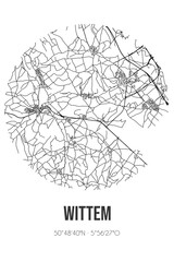 Abstract street map of Wittem located in Limburg municipality of Gulpen-Wittem. City map with lines