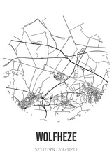 Fototapeta premium Abstract street map of Wolfheze located in Gelderland municipality of Renkum. City map with lines