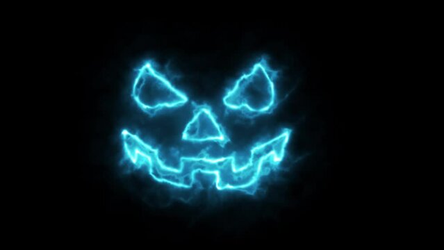 Jack o'lantern Happy Helloween Scary face animation Isolated on black background, design template Holiday animate card Celebration traditional festival