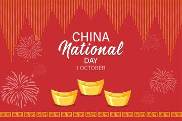 National Day of the People's Republic of China Background. Vector Illustration.
